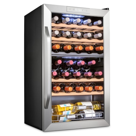 Ivation 33-Bottle Dual Zone Compressor Freestanding Wine Cooler Refrigerator - Stainless Steel IVFWCC331DWSS